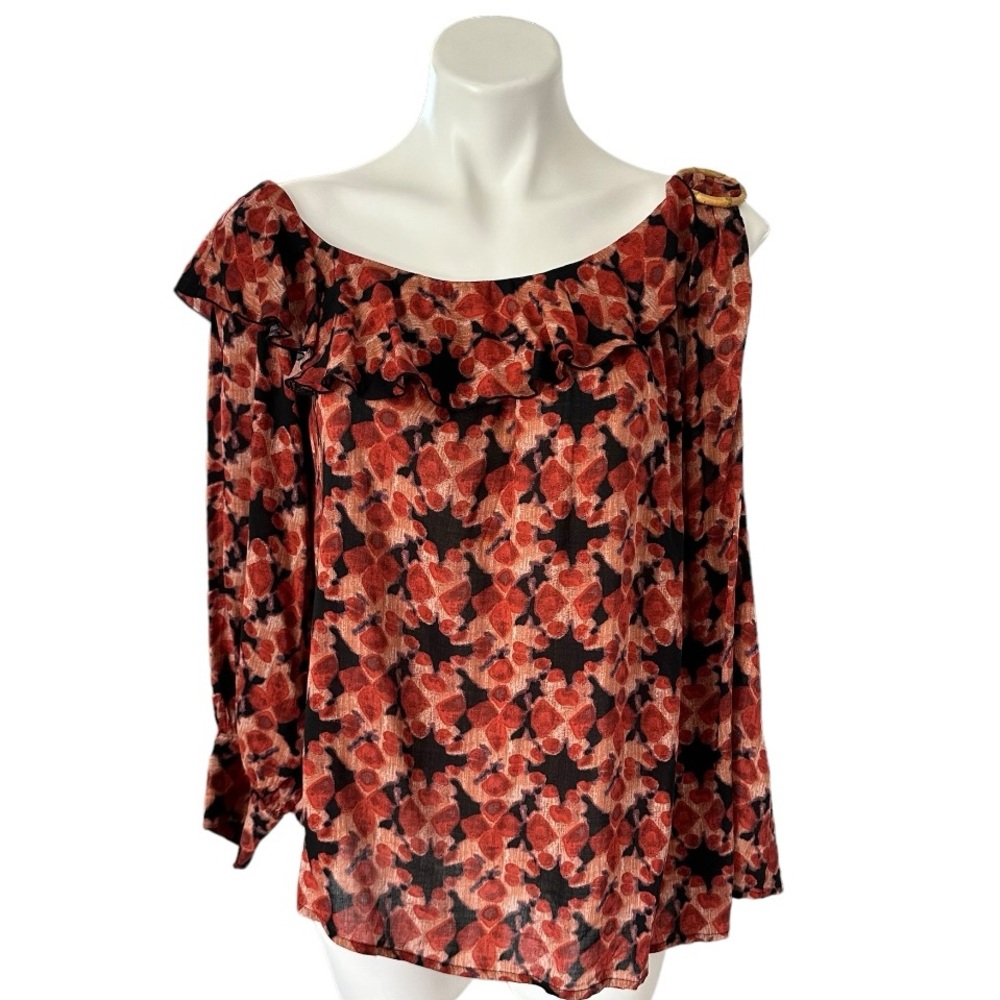 Free People One Sleeve Ruffle Blouse Size S NWT
